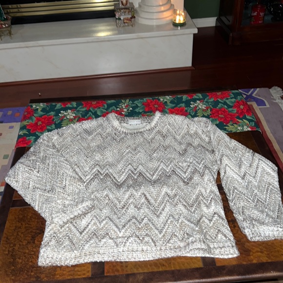 Allen Wah Pull Over Cotton Lined Sweater Zig Zag Design Made in USA Size Large - Picture 1 of 10